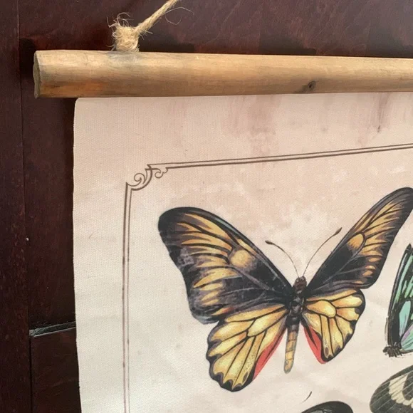 Butterflies Burlap & Wood Scroll Wall Décor - Picture 3 of 15